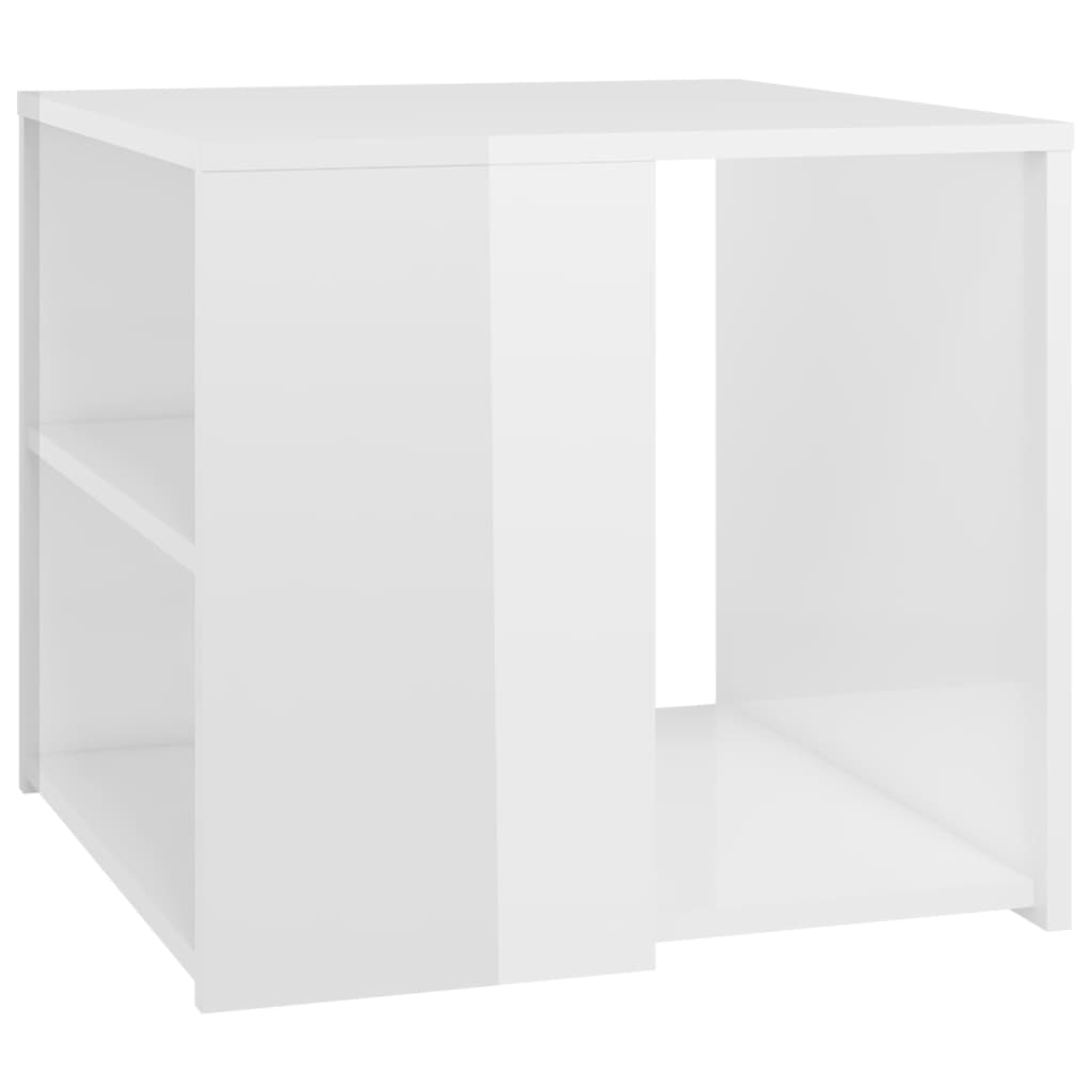 vidaXL lisalaud, kõrgläikega, valge, 50x50x45 cm puitlaastplaat