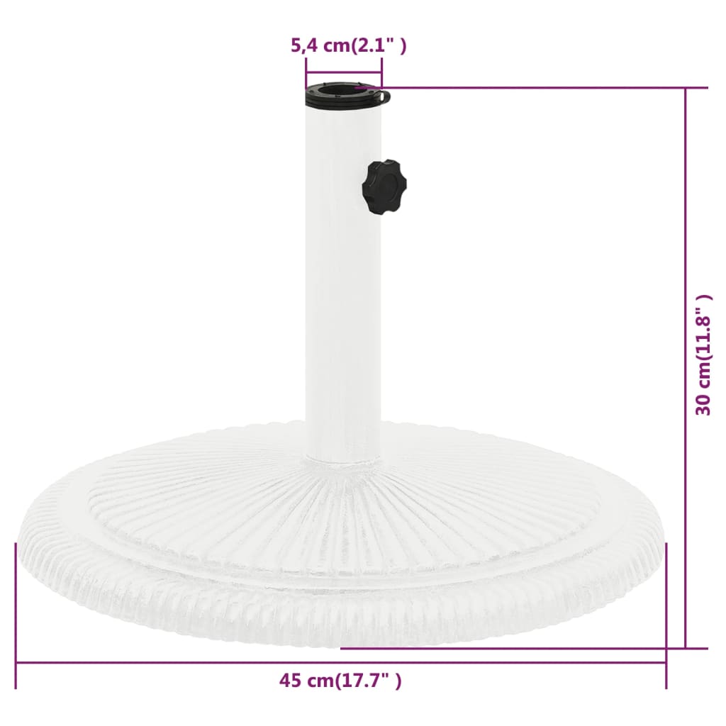 vidaXL päikesevarju alus, valge, 45x45x30 cm, malm