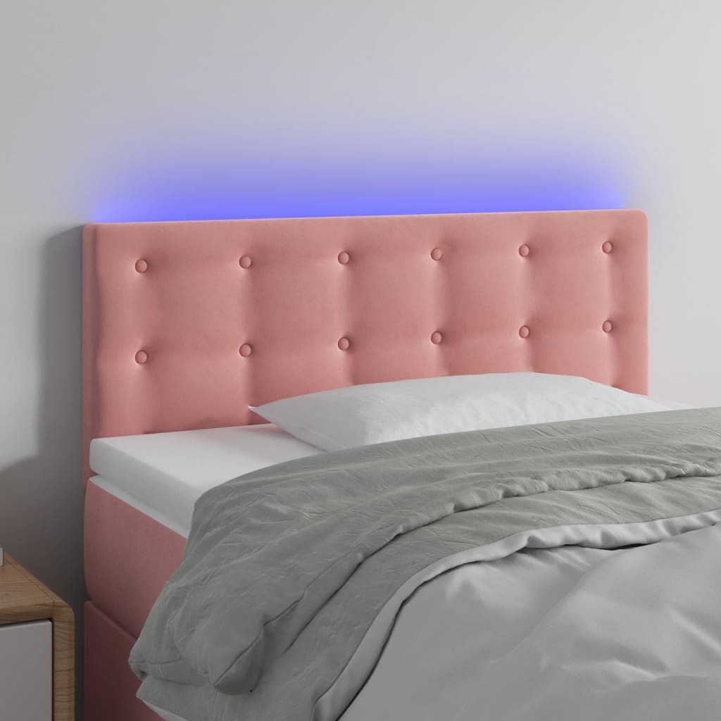 vidaXL LED-voodipeats, roosa, 100x5x78/88 cm, samet