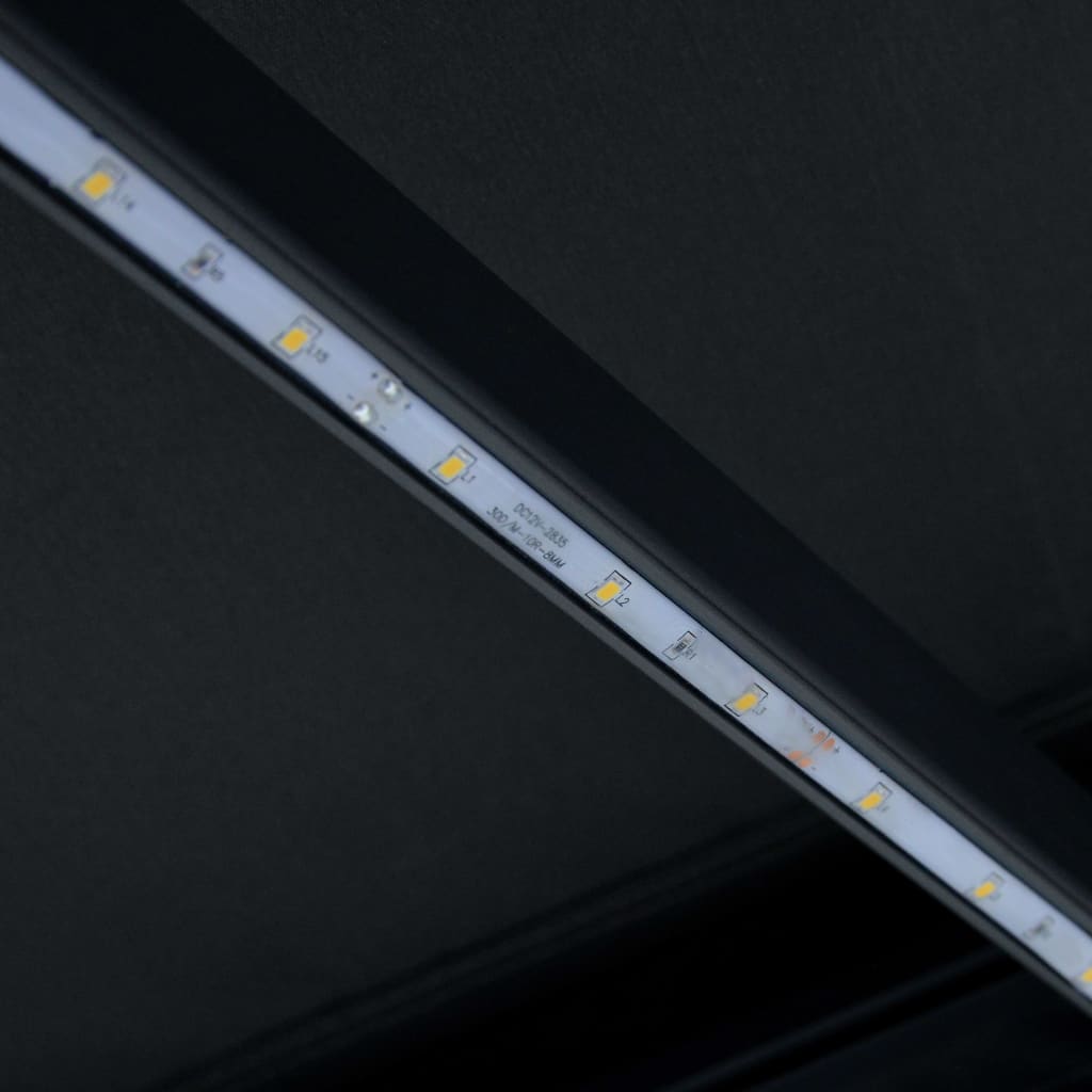 vidaXL käsitsitõmmatav varikatus LEDiga, 500 x 300 cm, antratsiithall