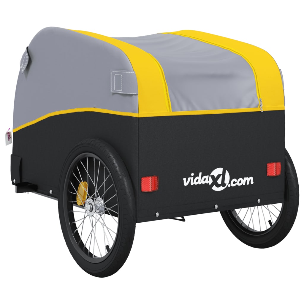 vidaXL jalgratta järelkäru, must ja kollane, 45 kg, raud