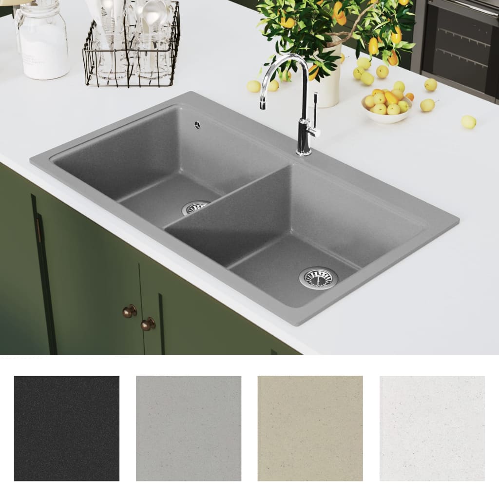 Köögivalamu kahe kraanikausiga graniidist, hall