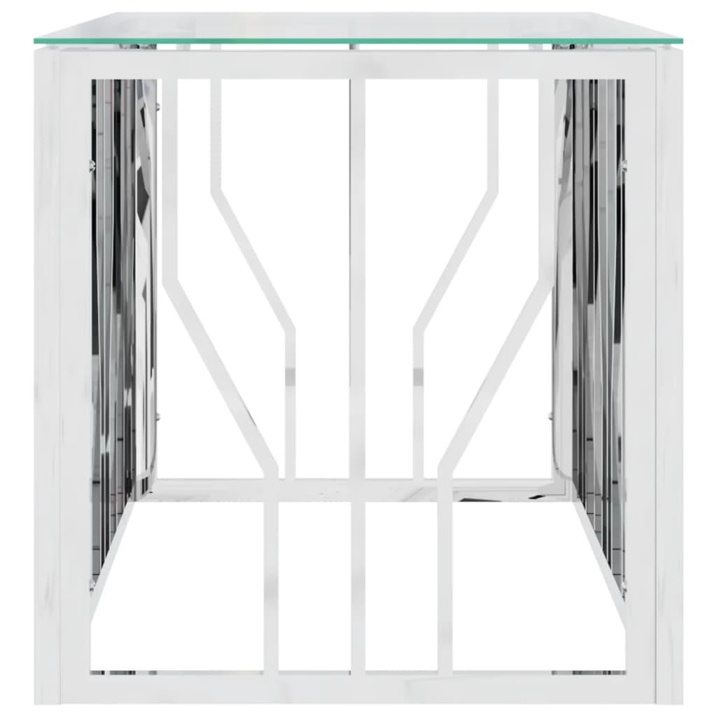 vidaXL kohvilaud, 110 x 45 x 45 cm, roostevaba teras ja klaas