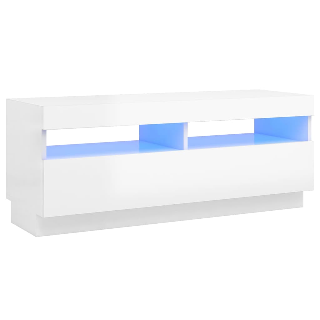 vidaXL telerialus LED-tuledega, kõrgläikega valge, 100x35x40 cm