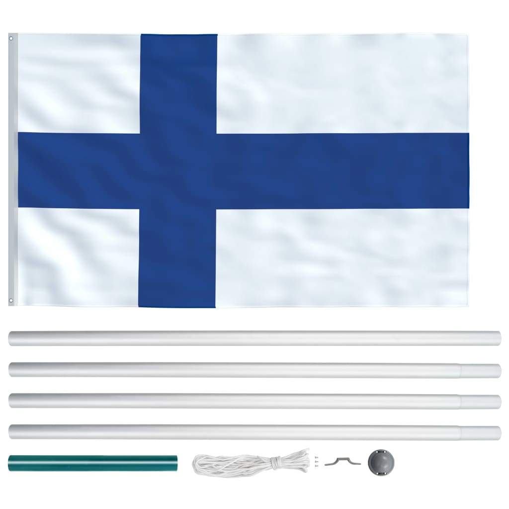 vidaXL Soome lipp ja lipumast, alumiinium, 6,2 m
