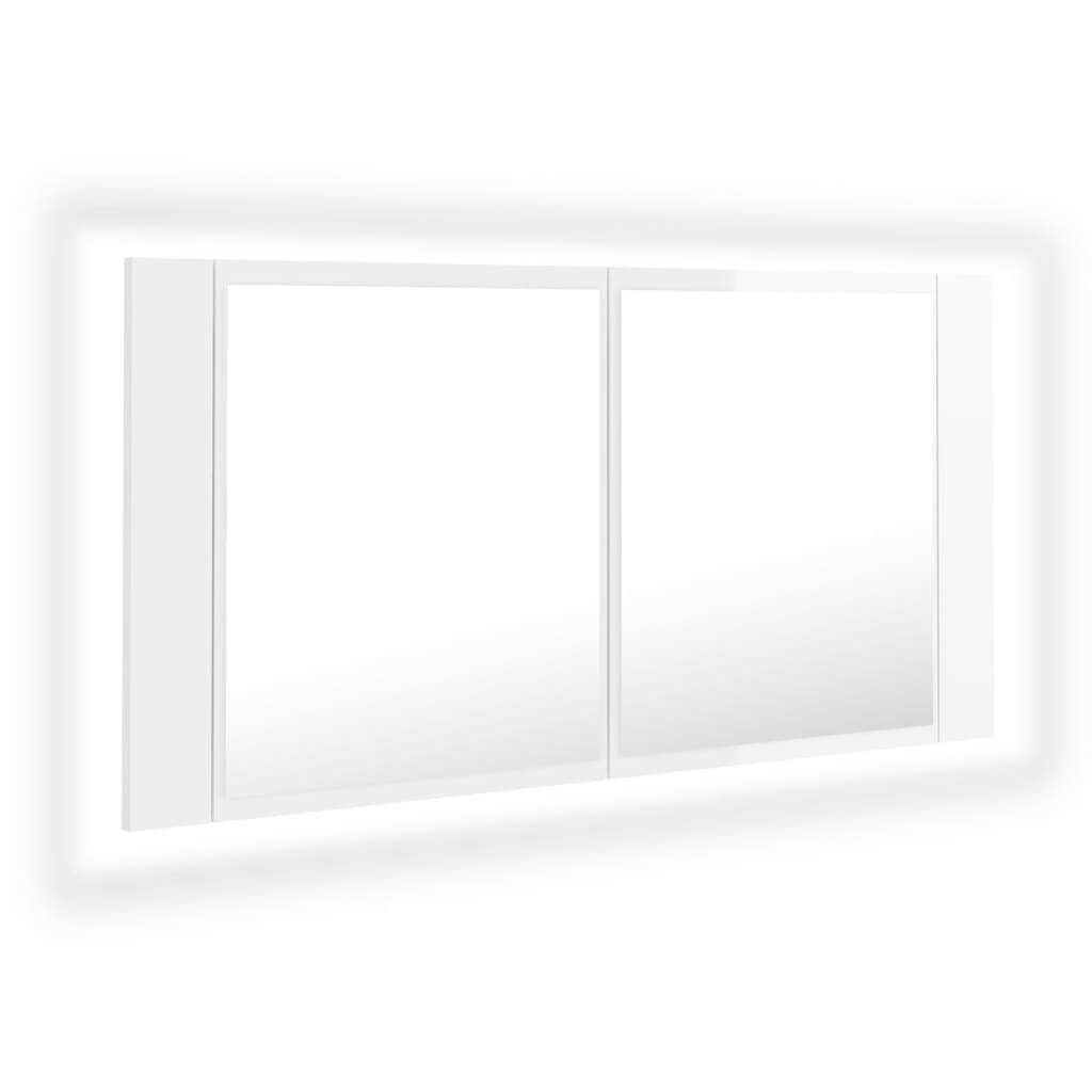 vidaXL LED-peeglikapp kõrgläikega valge 90x12x45 cm, akrüül