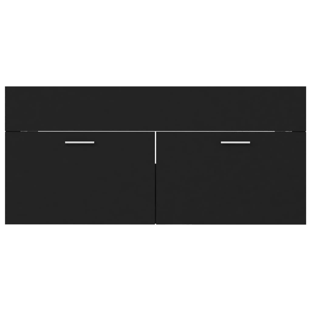 vidaXL 2-osaline vannitoamööblikomplekt, must, puitlaastplaat