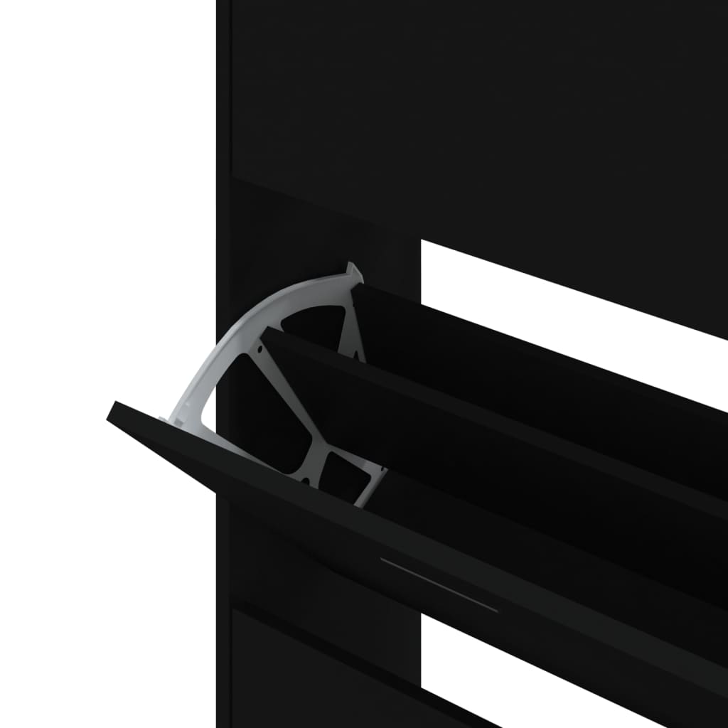 vidaXL jalatsikapp, must, 63 x 24 x 147 cm, tehispuit