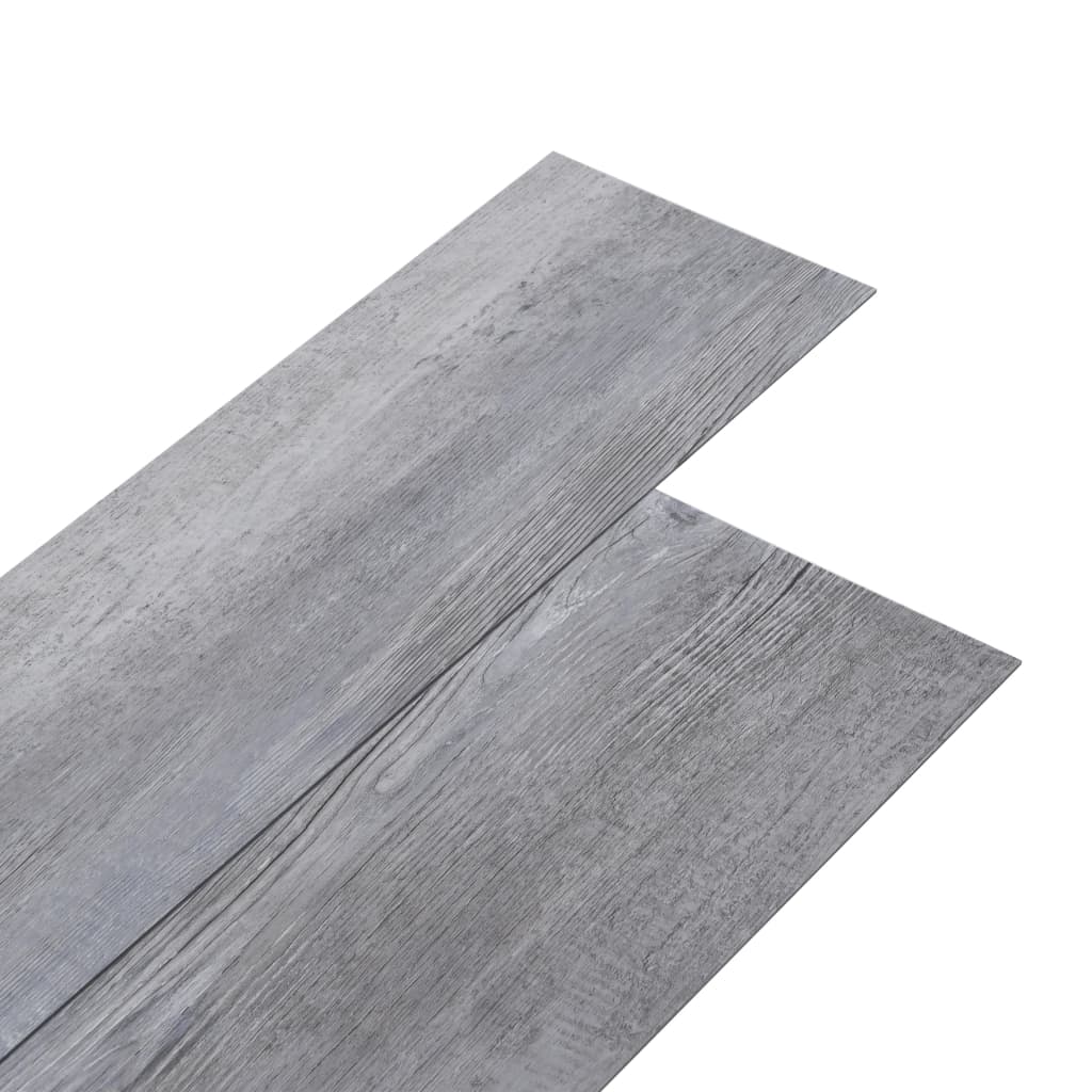 vidaXL PVC-st põrandalauad 5,02 m², 2 mm, iseliimuv, mattpuit, hall