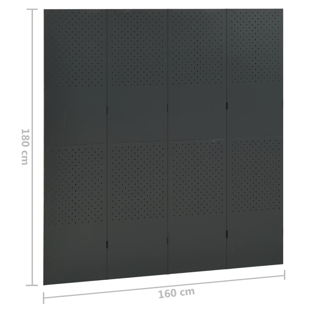 vidaXL 4 paneeliga ruumijagaja, antratsiithall, 160 x 180 cm, teras