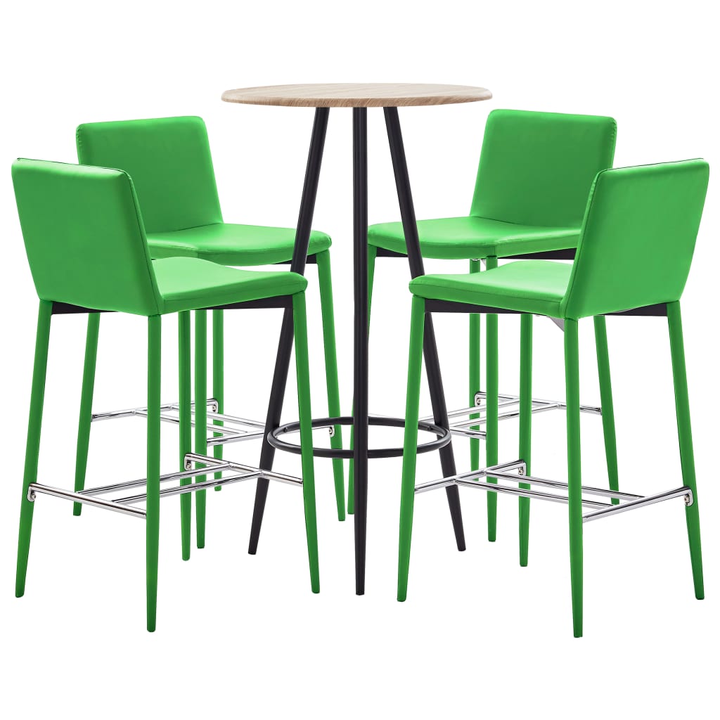 vidaXL 5-osaline baarikomplekt, kunstnahk, roheline