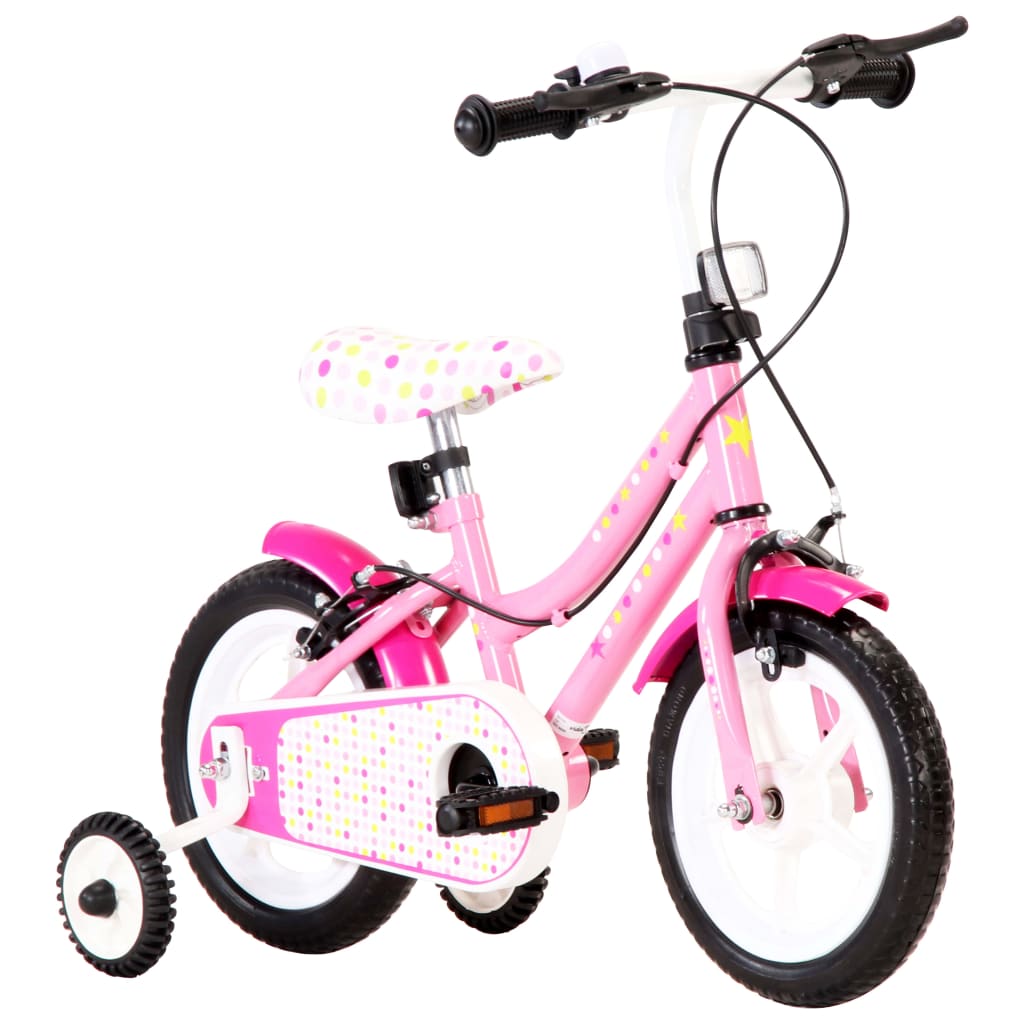 vidaXL laste jalgratas 12'', valge ja roosa