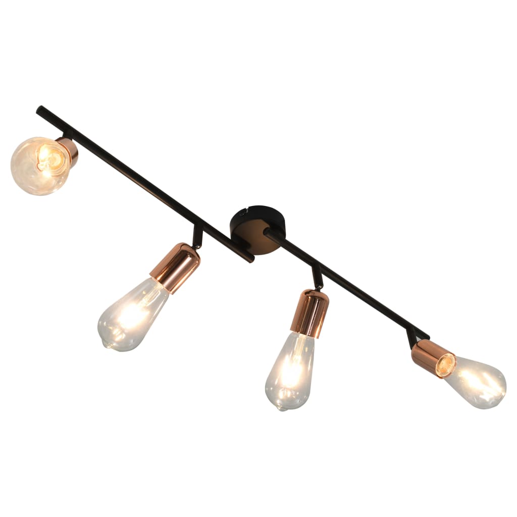 vidaXL 4-suunaline lamp hõõgpirnidega, 2 W, must ja vaskne, 60 cm