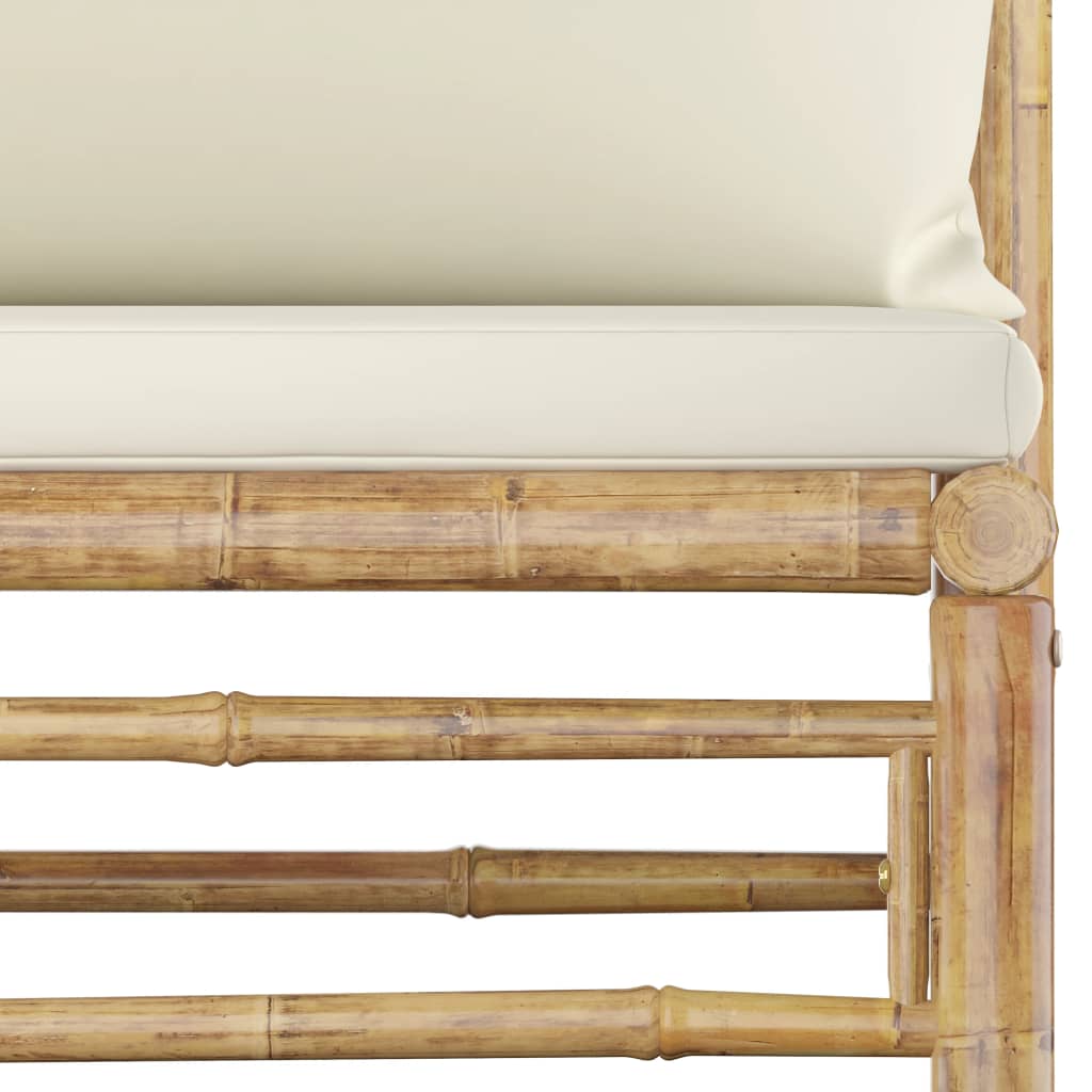 vidaXL 10-osaline aiamööbli komplekt kreemjasvalgete patjadega, bambus