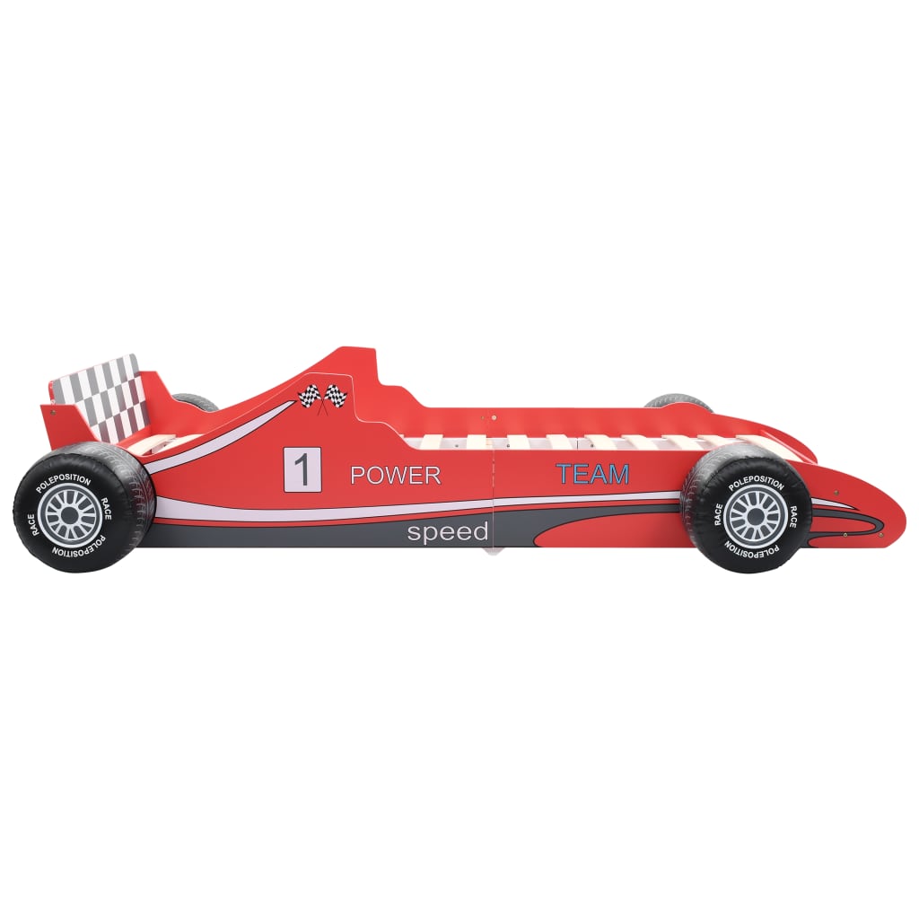 vidaXL võidusõiduauto kujuga lastevoodi 90 x 200 cm punane