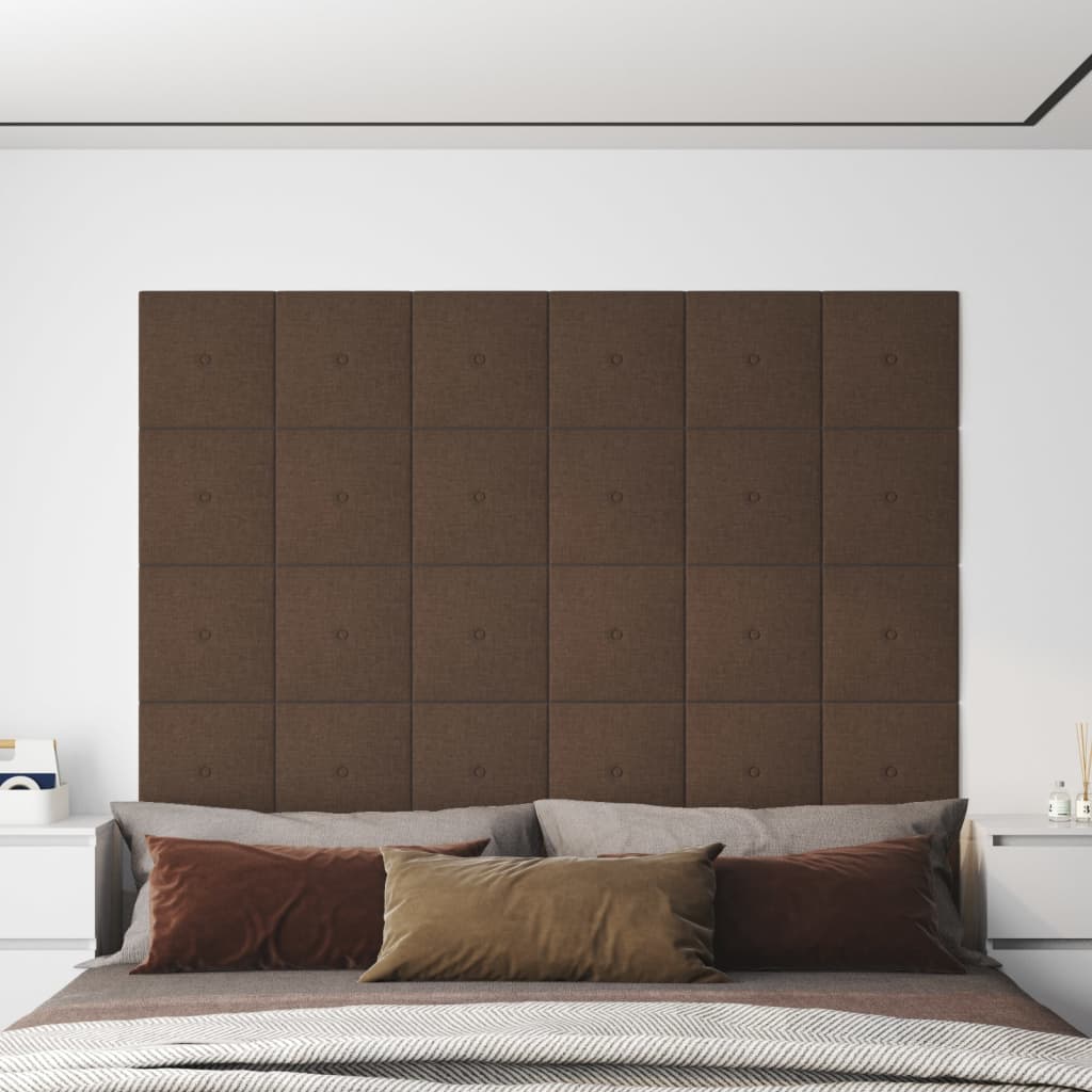 vidaXL seinapaneelid 12 tk, pruun, 30 x 30 cm, kangas, 1,08 m²