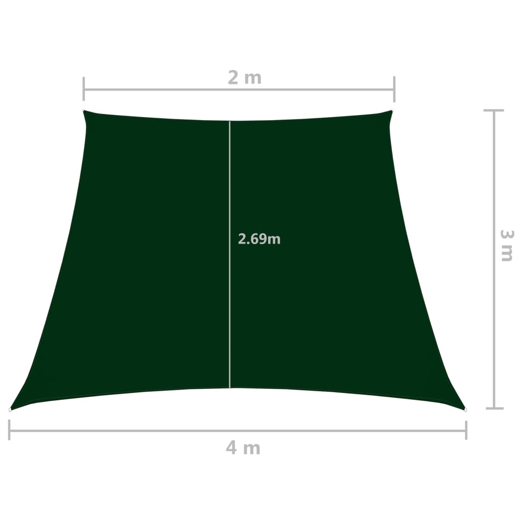 vidaXL oxford-kangast päikesepuri, trapets, 2/4x3 m m, tumeroheline