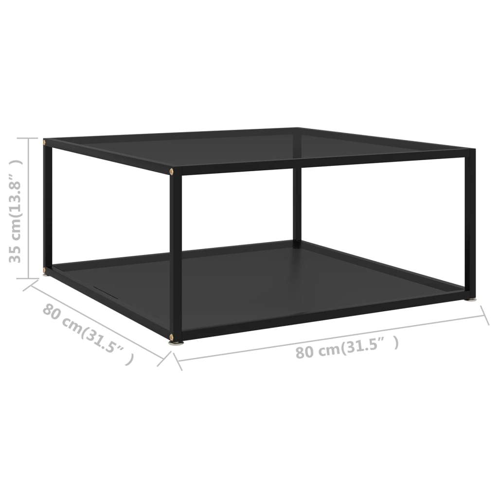 vidaXL kohvilaud, must, 80 x 80 x 35 cm, karastatud klaas