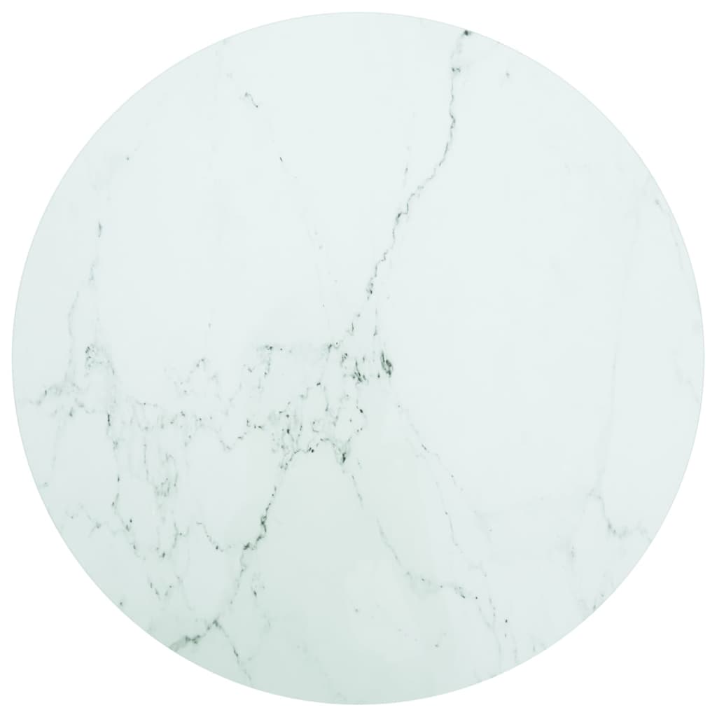 vidaXL lauaplaat, valge Ø70x0,8 cm, karastatud klaas marmordisain
