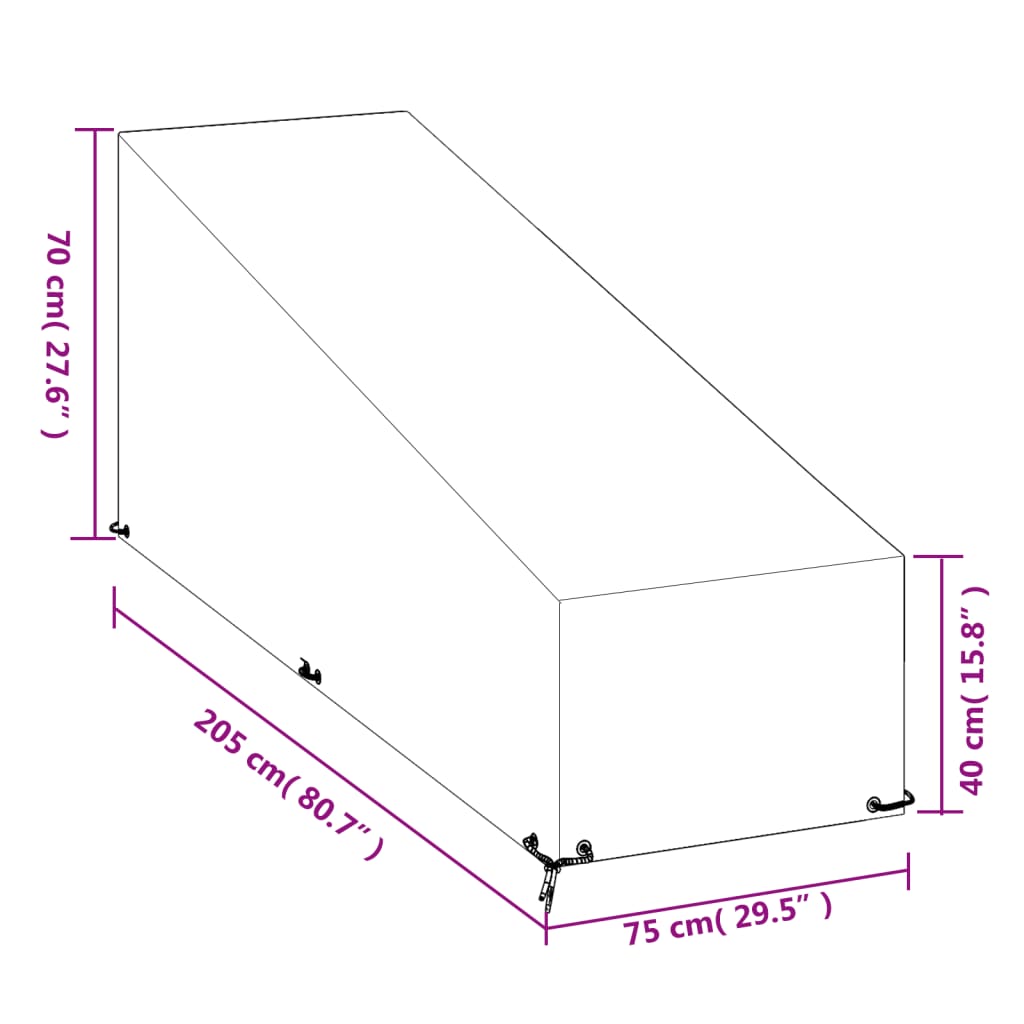 vidaXL päevitustooli kate, 12 aasaga, 205 x 75 x 40/70 cm, polüetüleen