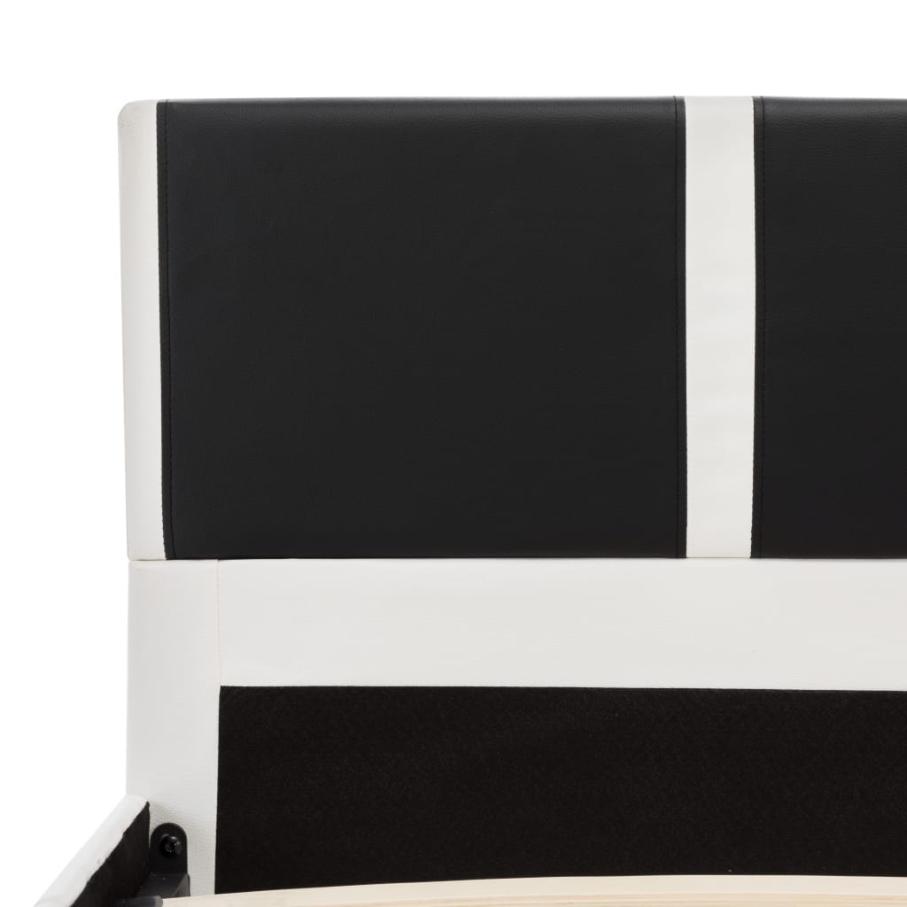 vidaXL voodi madratsiga, must ja valge, kunstnahk, 120 x 200 cm