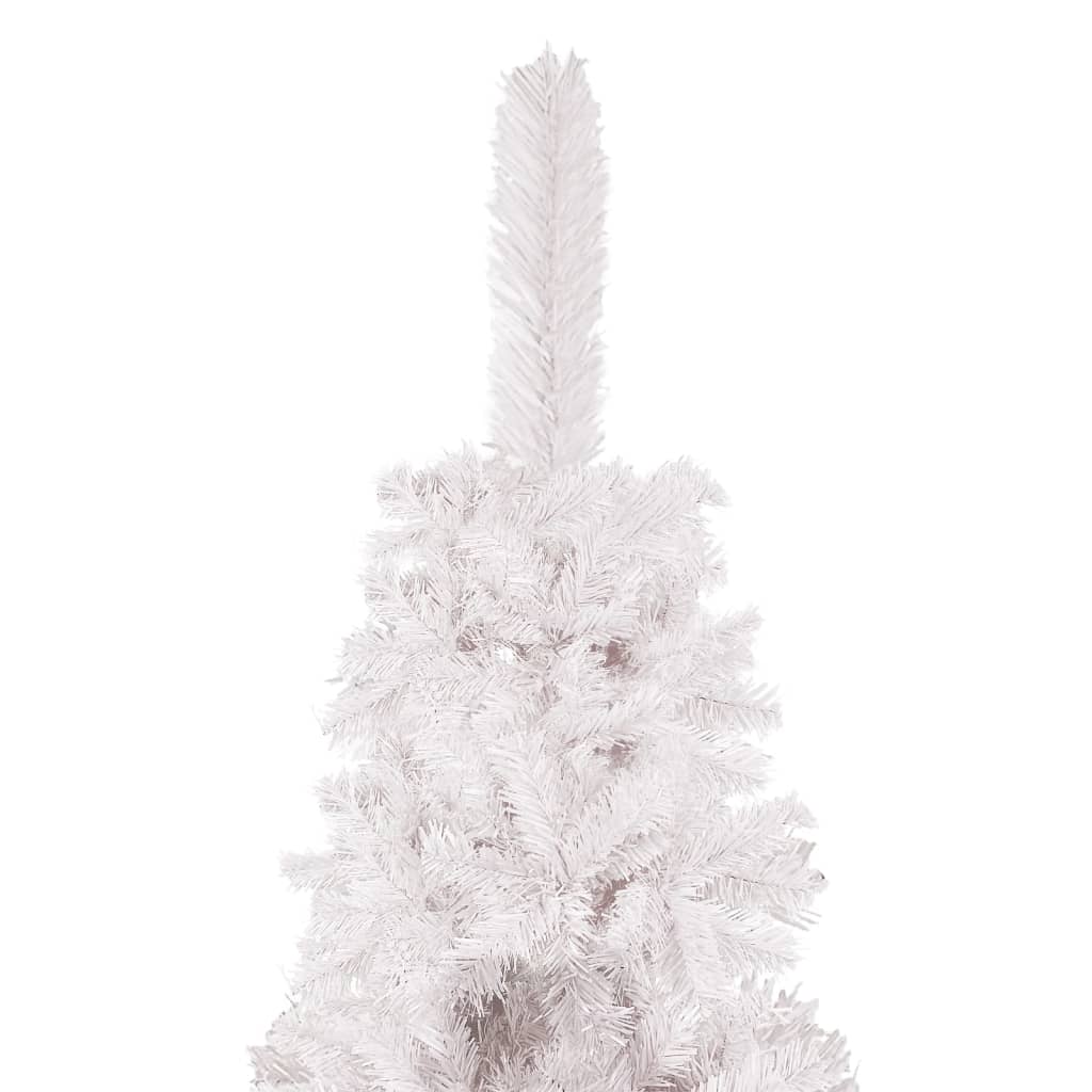 vidaXL kitsas valgustusega kunstkuusk, valge, 180 cm
