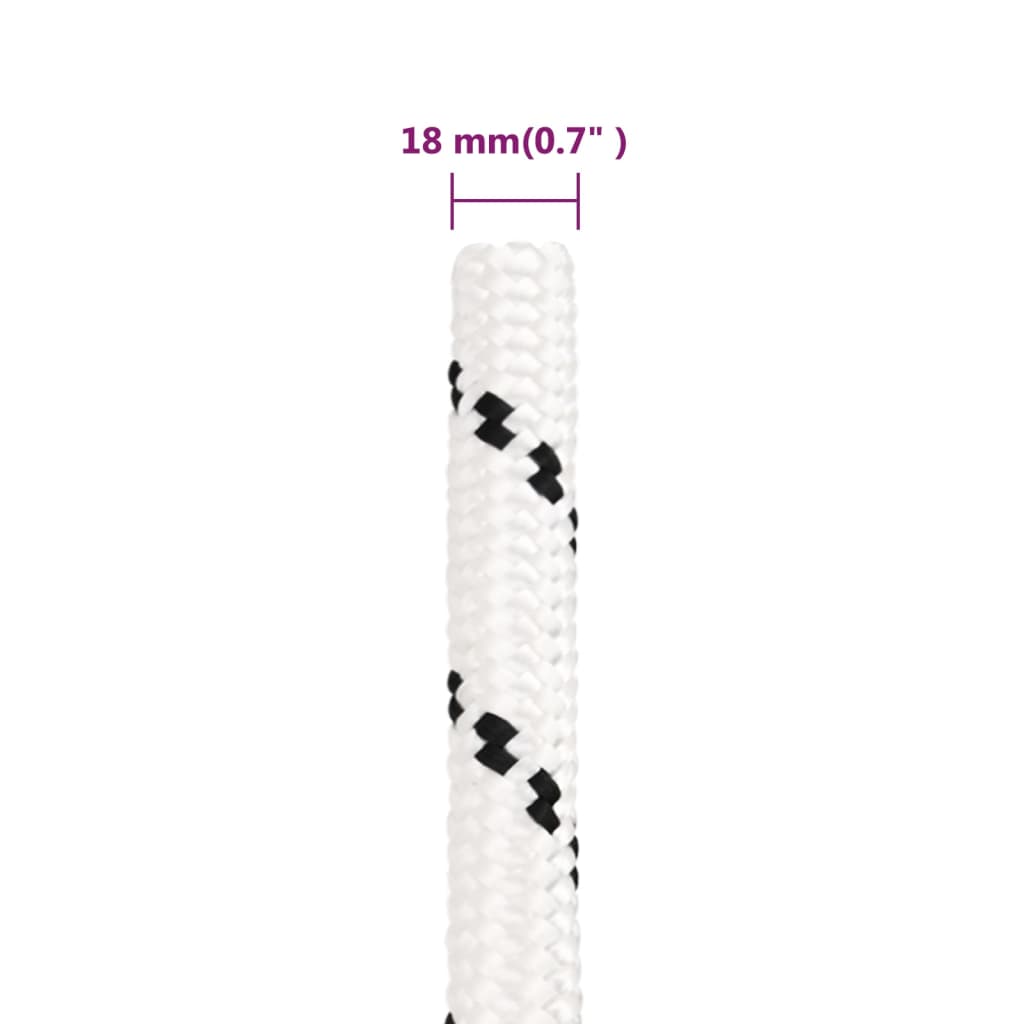 vidaXL paadiköis, valge, 18 mm, 100 m, polüpropüleen