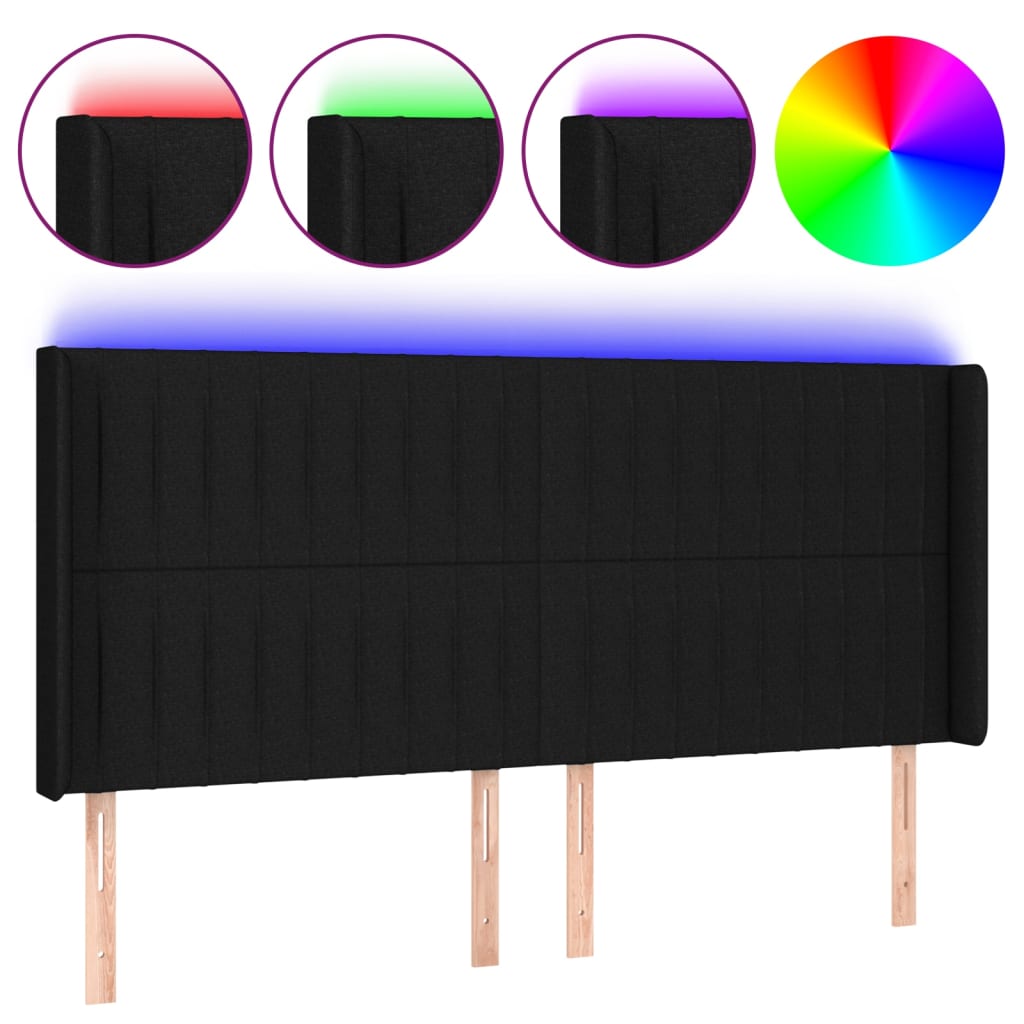 vidaXL LED-voodipeats, must, 163x16x118/128 cm, kangas