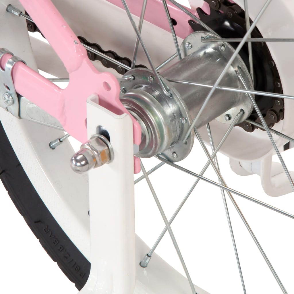 vidaXL laste jalgratas esipakiraamiga, 12'', valge ja roosa