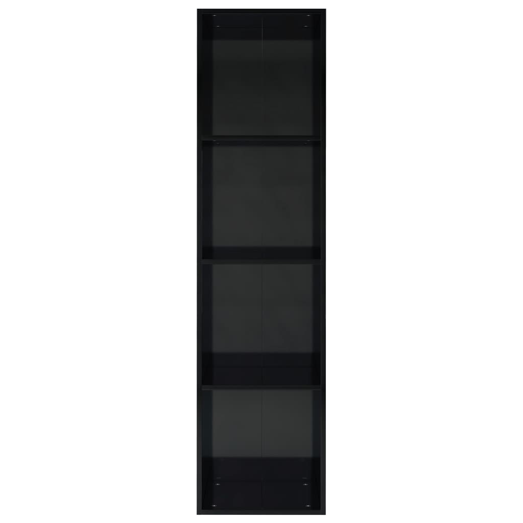vidaXL raamaturiiul/telerialus, kõrgläikega must, 36 x 30 x 143 cm