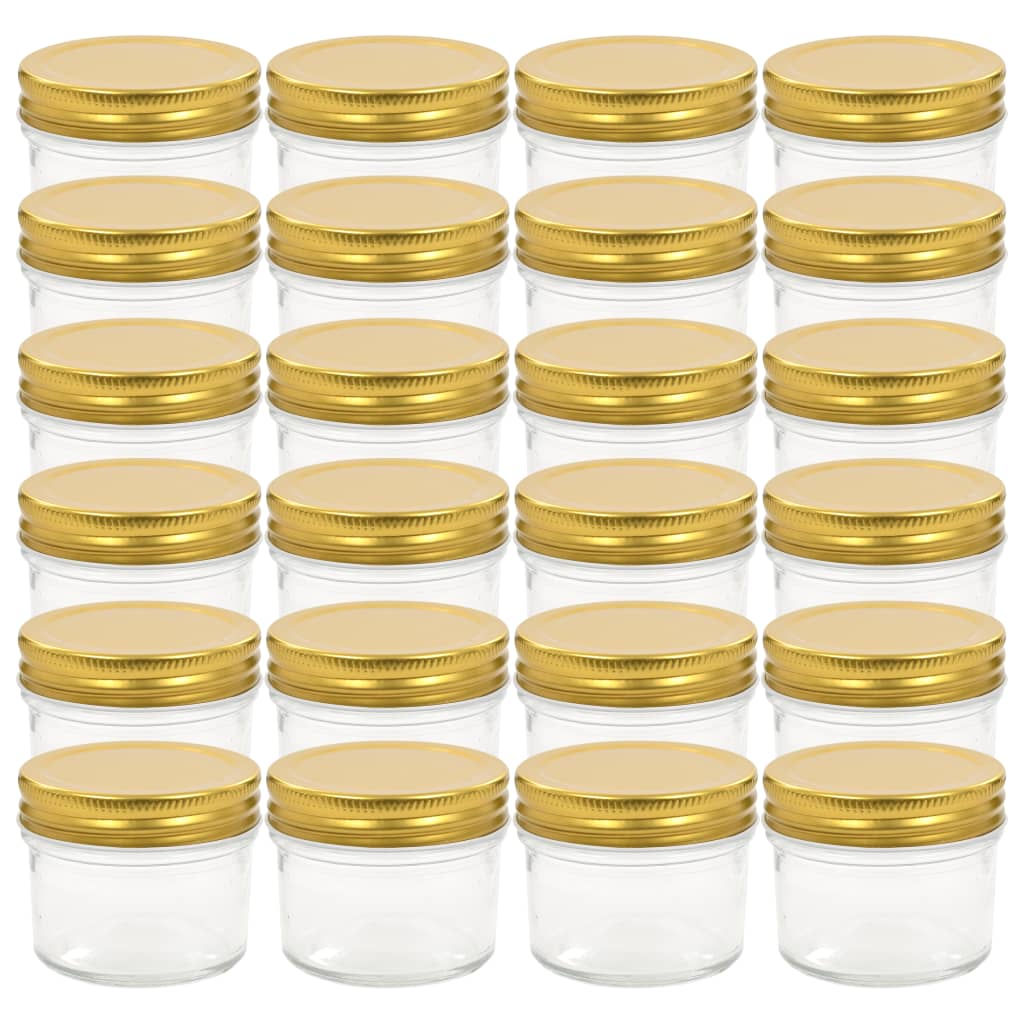 vidaXL kuldsete kaantega klaasist moosipurgid 24 tk, 110 ml