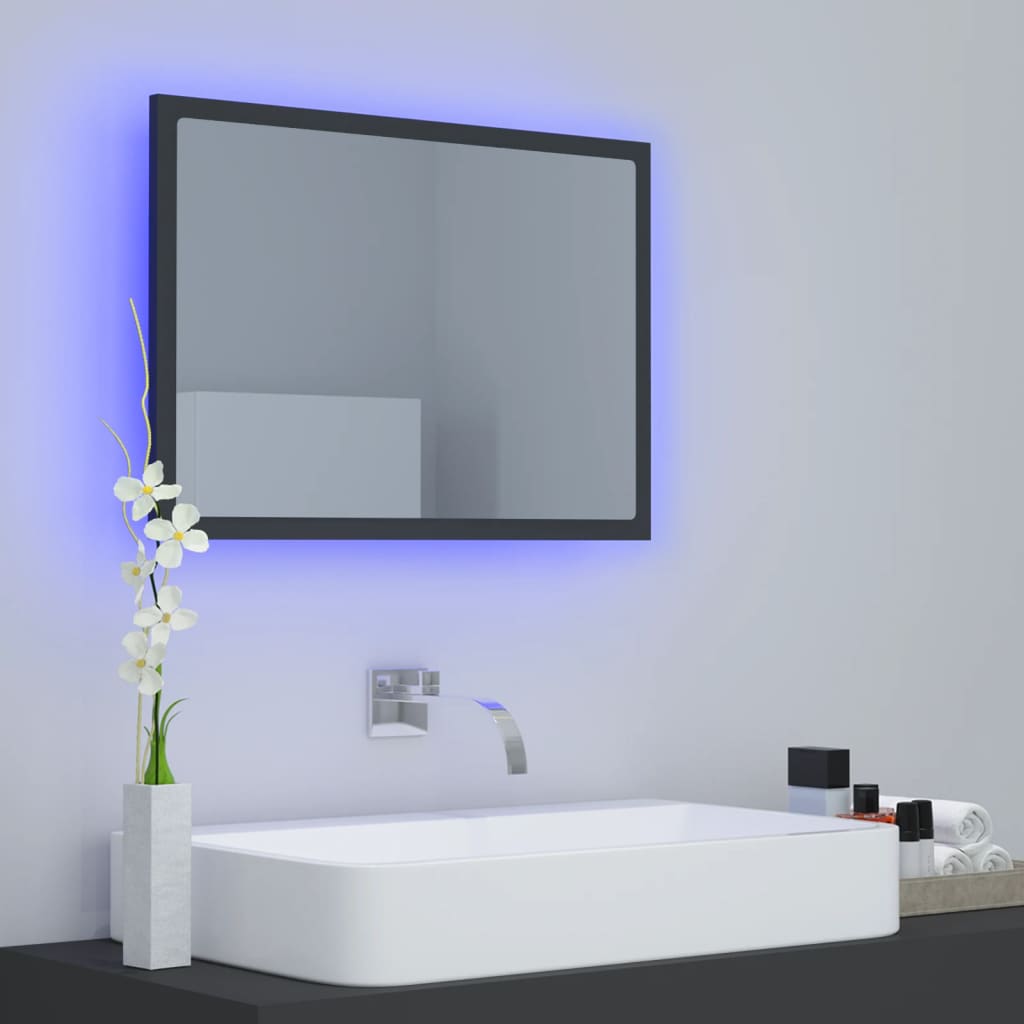 vidaXL LED vannitoa peeglikapp, betoonhall, 60x8,5x37 cm akrüül