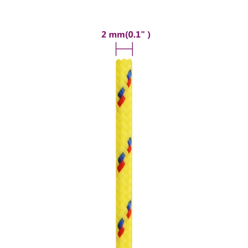 vidaXL paadiköis, kollane, 2 mm, 25 m, polüpropüleen