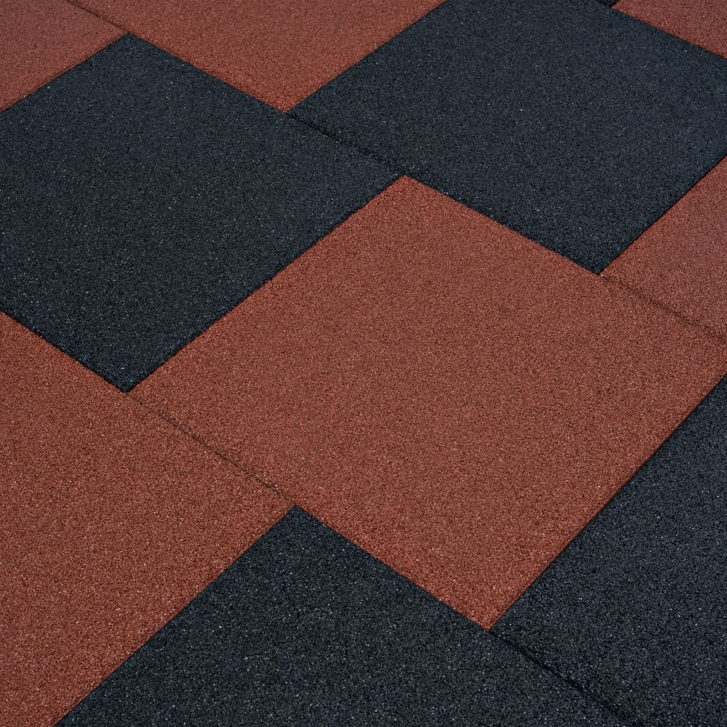 vidaXL põrandakaitsematid, 6 tk, kumm, 50 x 50 x 3 cm, punane