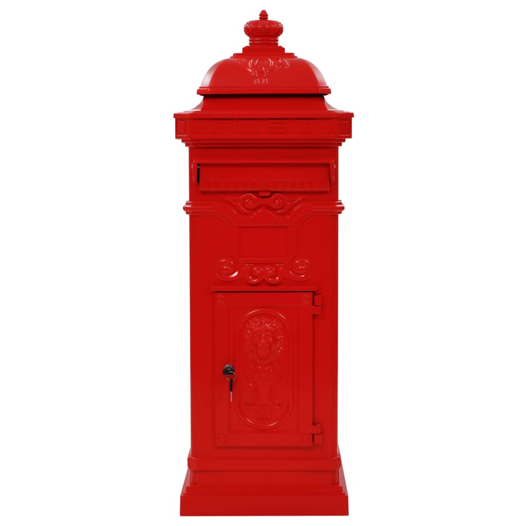 vidaXL sambakujuline vanaaegne postkast, roostekindel, punane
