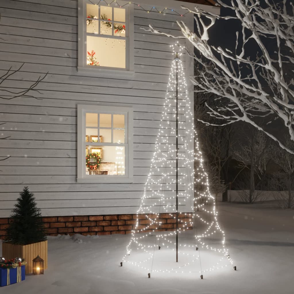 vidaXL jõulupuu metallist postiga, 500 LEDi, külm valge, 3 m