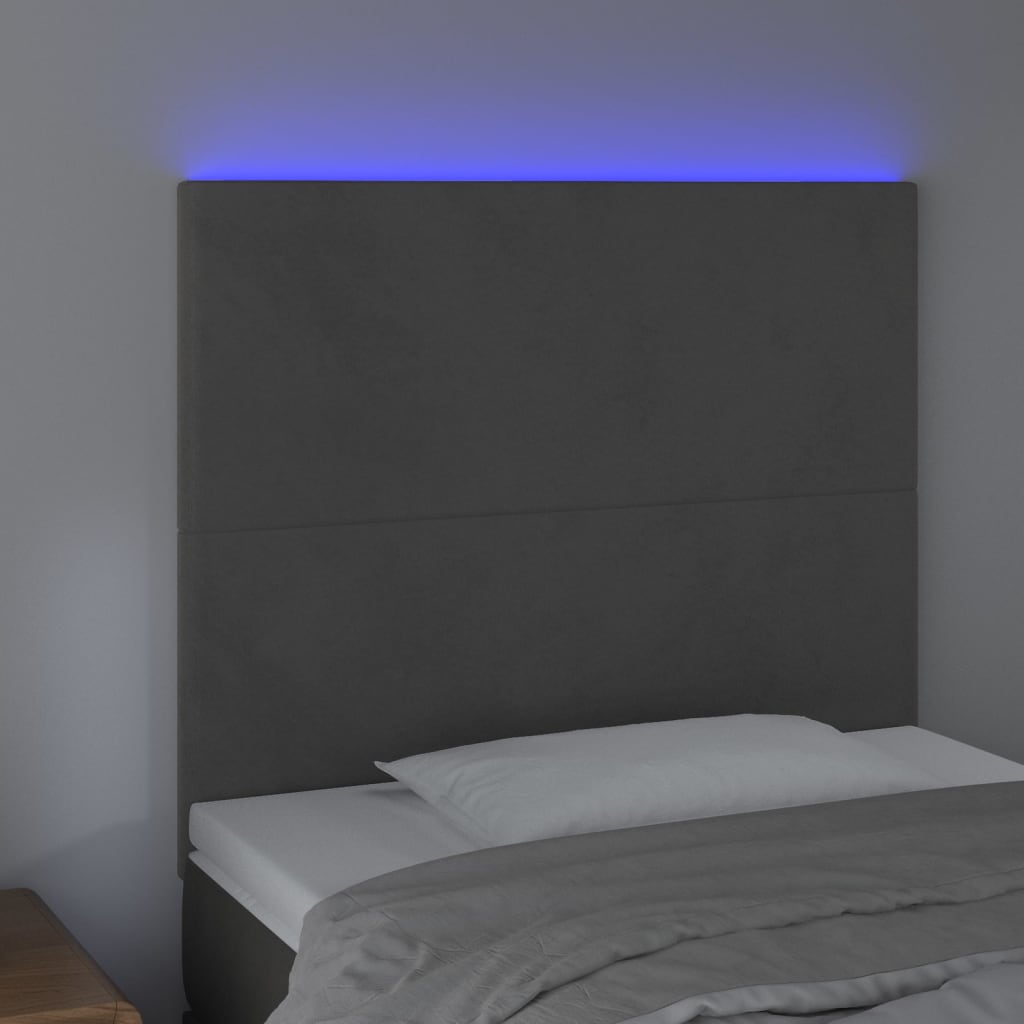 vidaXL LED-voodipeats, tumehall, 80x5x118/128 cm, samet