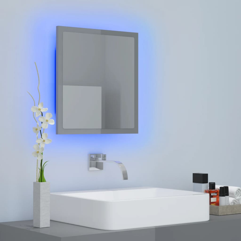 vidaXL LED vannitoa peeglikapp, hall, 40 x 8,5 x 37 cm, akrüül