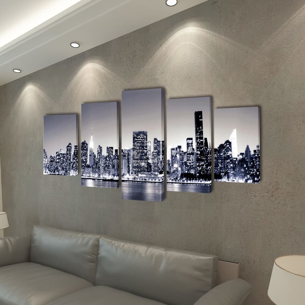 Must-valge New Yorgi siluetiga lõuend seinale 100 x 50 cm