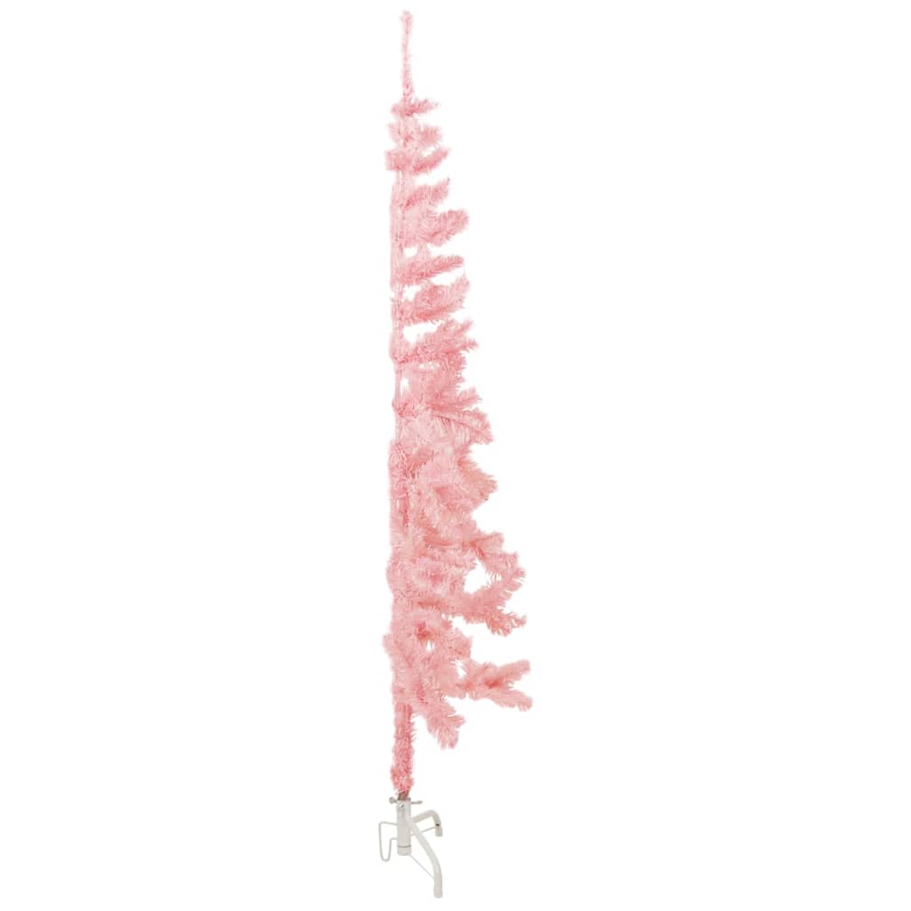 vidaXL kitsas poolik kunstkuusk alusega, roosa, 180 cm