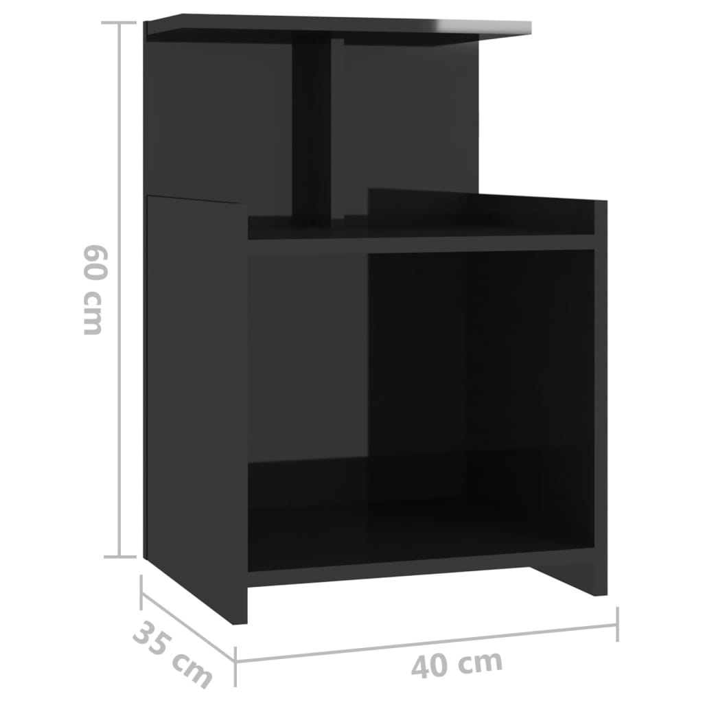 vidaXL öökapp, kõrgläikega must, 40x35x60 cm, puitlaastplaat