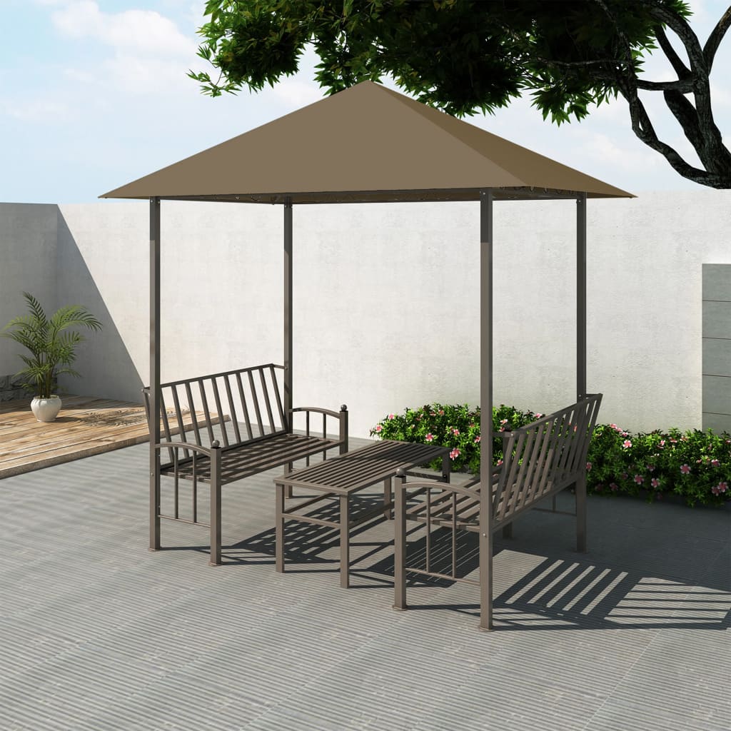 vidaXL aiapaviljon koos laua ja pinkidega 2,5 x 1,5 x 2,4 m, beež, 180 g/m²