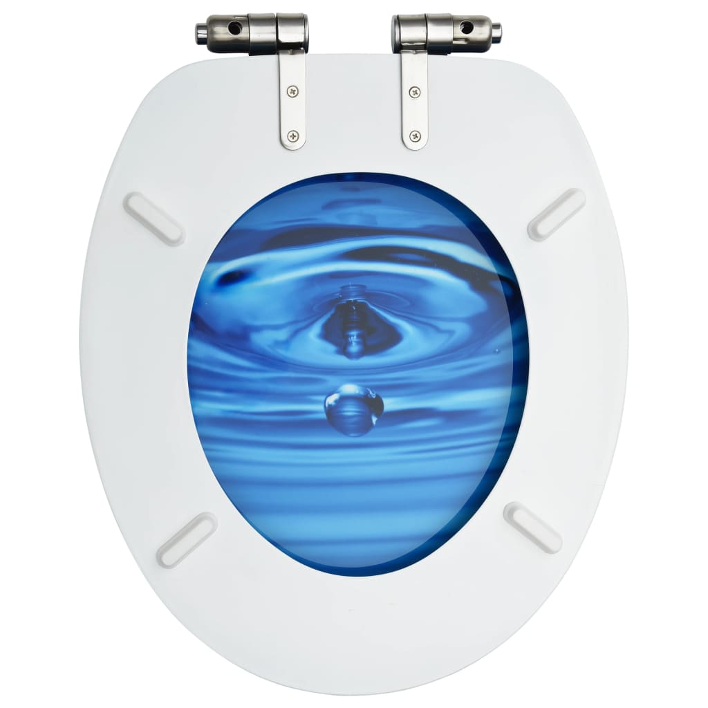 vidaXL WC prill-laud vaikselt sulguv, MDF, sinine, veepiisa disainiga