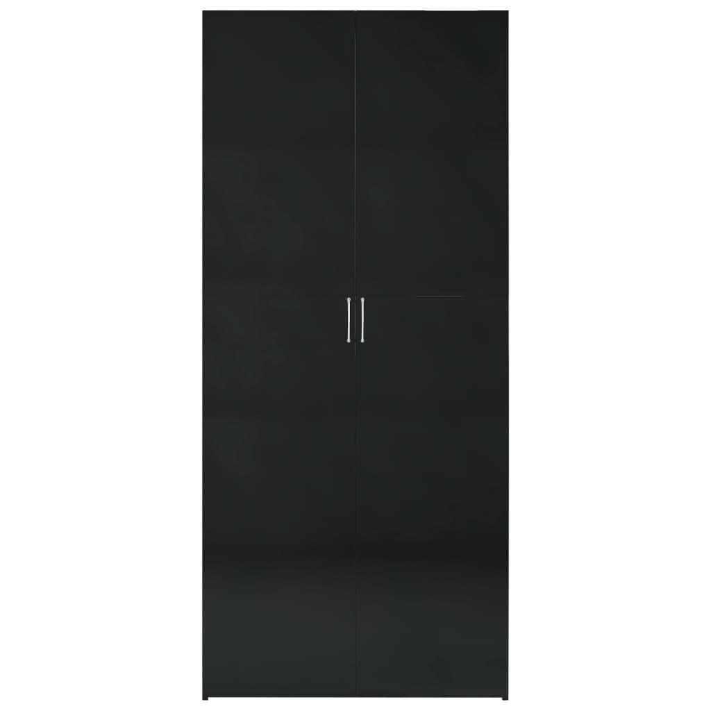 vidaXL hoiukapp, kõrgläikega must, 80 x 35,5 x 180 cm, puitlaastplaat