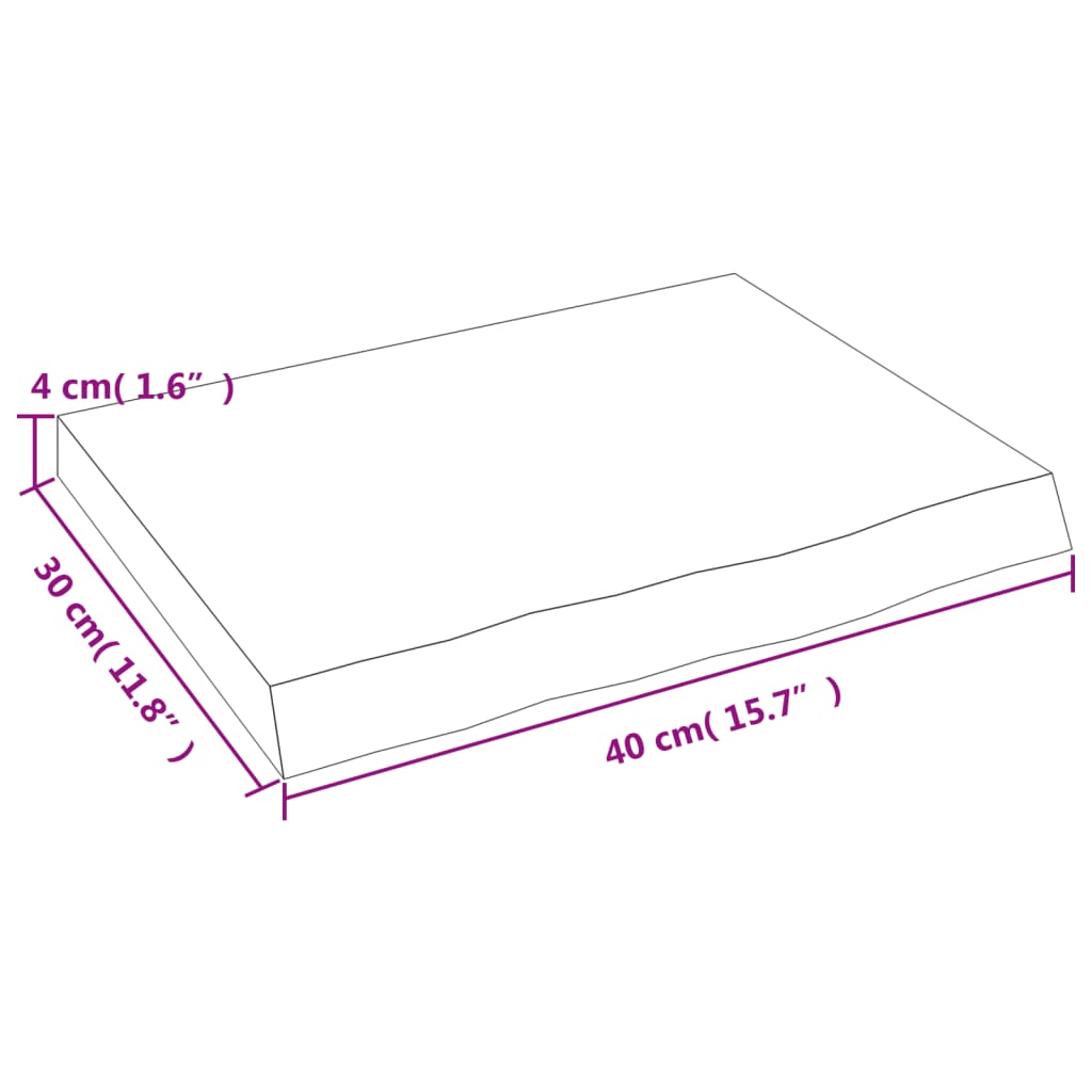vidaXL vannitoa tasapind, 40 x 30 x (2-4) cm, töötlemata täispuit
