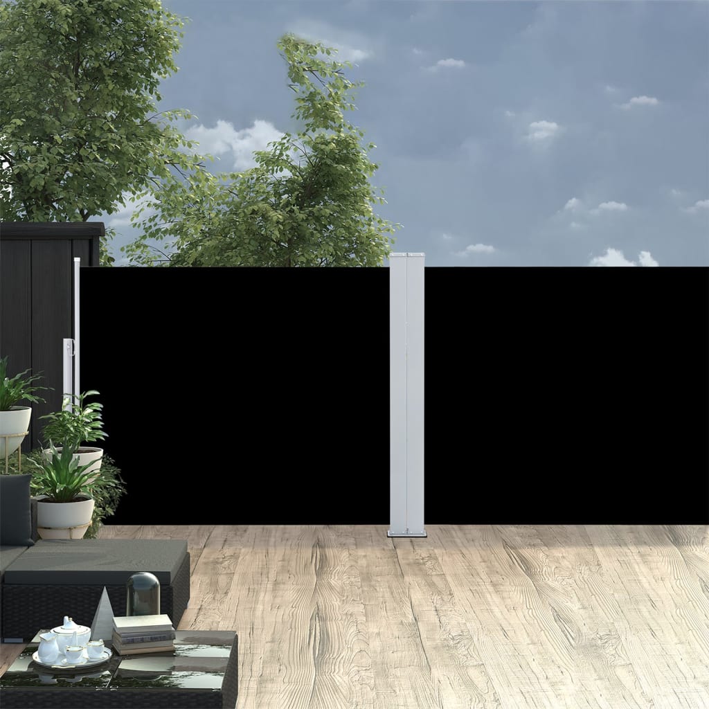 vidaXL lahtitõmmatav külgsein, must, 140 x 1000 cm
