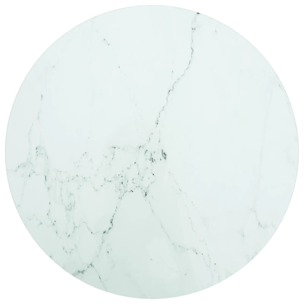 vidaXL lauaplaat, valge Ø50x0,8 cm, karastatud klaas marmordisain