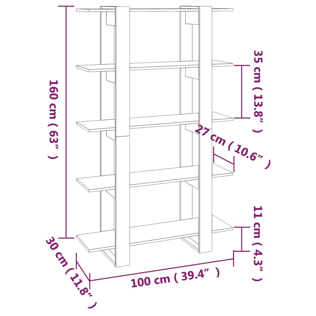 vidaXL raamaturiiul/ruumijagaja kõrgläikega valge 100x30x160 cm