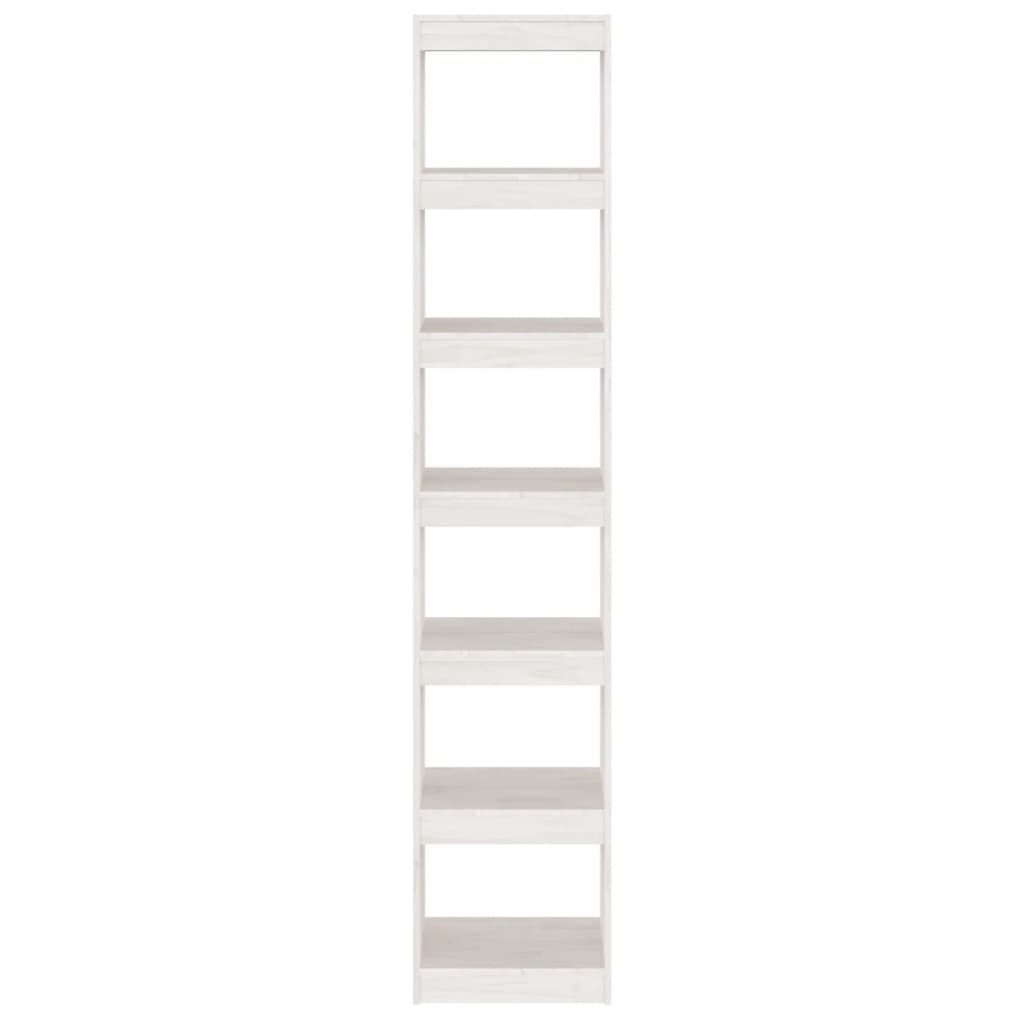 vidaXL raamaturiiul/ruumijagaja, valge, 40x30x199 cm, täismännipuit