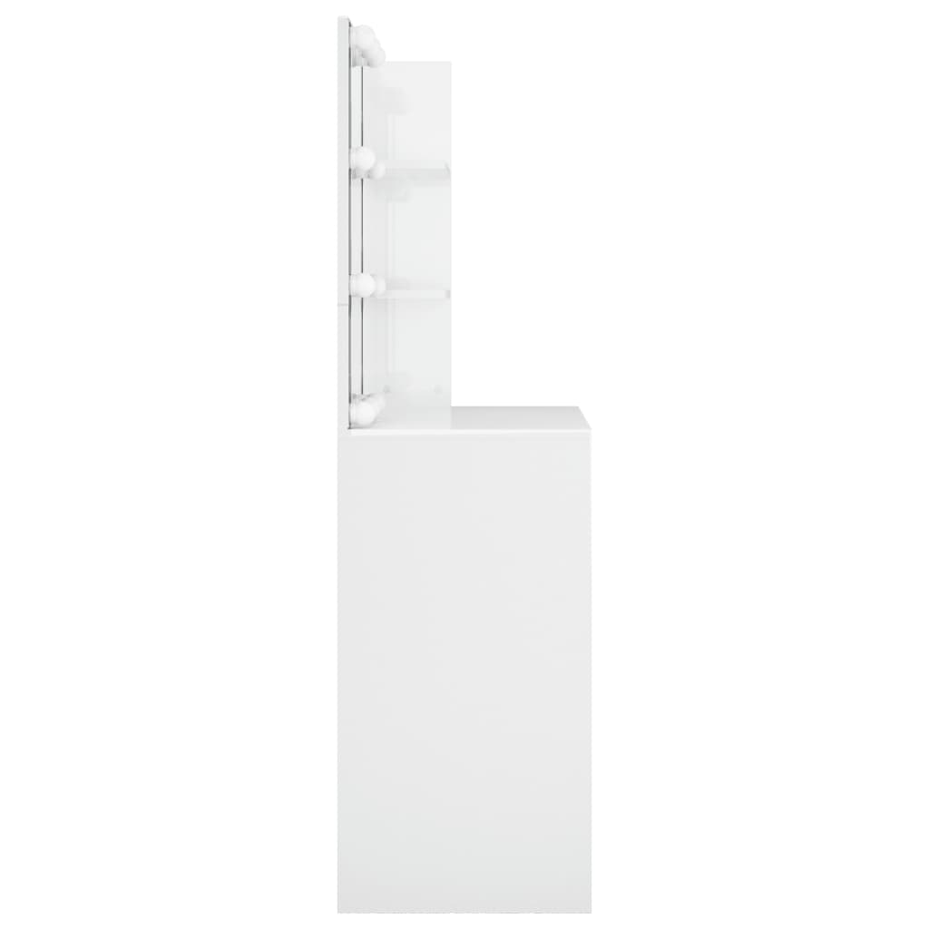 vidaXL tualettlaud LEDiga, kõrgläikega valge, 74,5 x 40 x 141 cm
